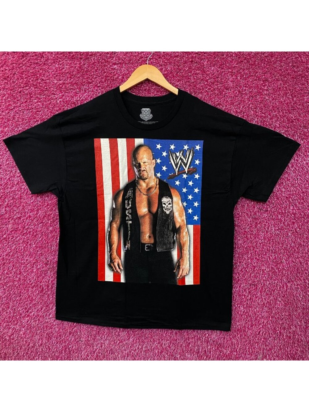 WWE Legends Stone Cold Steve Austin American Flag Graphic T-Shirt XL